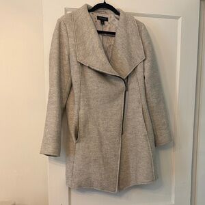 Halogen Light Gray Asymmetrical Zip Coat